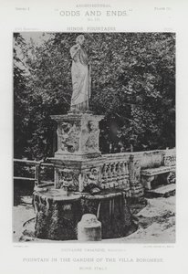 Fontanna w ogrodzie Villa Borghese, Rzym, Włochy (zdjęcie czarno-białe) autorstwa American Photographer (after)