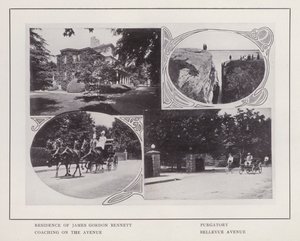 Newport, Rhode Island: Rezydencja Jamesa Gordona Bennetta; Czyściec; Coaching na Alei; Bellevue Avenue (zdjęcie czarno-białe) autorstwa American Photographer (after)
