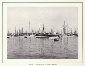 Newport, Rhode Island: Jachty na kotwicy w porcie Newport (zdjęcie czarno-białe) autorstwa American Photographer (after)