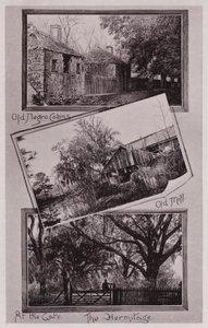 Stare chaty niewolników; Stary Młyn; Przy bramie; Ermitaż (czarno-białe zdjęcie) autorstwa American Photographer (after)