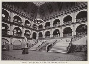 Filadelfia: Central Court and Stairways, Drexel Institute (zdjęcie czarno-białe) autorstwa American Photographer (after)