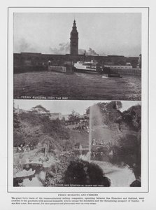 San Francisco: budynek promowy i promy (zdjęcie czarno-białe) autorstwa American Photographer (after)
