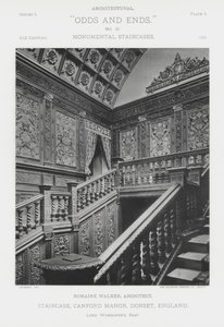 Klatka schodowa, Canford Manor, Dorset, Anglia (zdjęcie czarno-białe) autorstwa American Photographer (after)