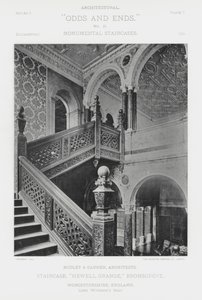 Schody, „Hewell Grange”, Bromsgrove, Worcestershire, Anglia (zdjęcie czarno-białe) autorstwa American Photographer (after)