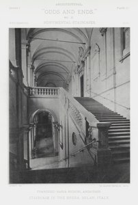 Klatka schodowa w Brera, Mediolan, Włochy (zdjęcie czarno-białe) autorstwa American Photographer (after)