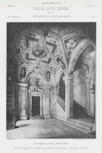 Schody w Palazzo Cataldi, Genua, Włochy (zdjęcie czarno-białe) autorstwa American Photographer (after)