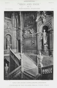 Schody w Palazzo Reale, Turyn, Włochy (zdjęcie czarno-białe) autorstwa American Photographer (after)
