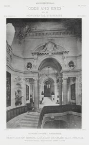 Honorowe schody, Chateau De Chantilly, Francja (zdjęcie czarno-białe) autorstwa American Photographer (after)
