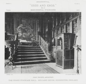 Wielka Hala Schodowa, Holland House, Kensington, Anglia (zdjęcie czarno-białe) autorstwa American Photographer (after)