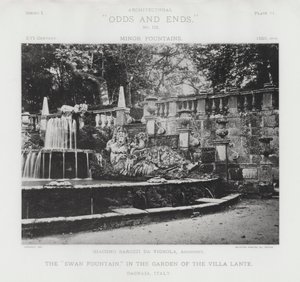 „Fontanna łabędzia” w ogrodzie Villa Lante, Bagnaia, Włochy (zdjęcie czarno-białe) autorstwa American Photographer (after)