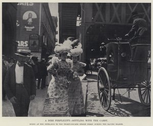 Dier zakłopotanie, rozliczanie się z taksówkarzem (zdjęcie czarno-białe) autorstwa American Photographer