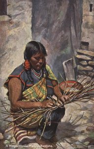 Kobieta Moqui robiąca kosze, Arizona, USA (zdjęcie kolorowe) autorstwa American Photographer