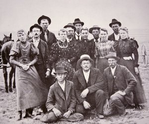 Amerykańscy pionierzy, ok. 1850 (zdjęcie czarno-białe) autorstwa American Photographer
