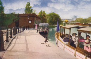 Chicago: Jackson Park Boat House and Excursion Steamers (kolorowe zdjęcie) autorstwa American Photographer