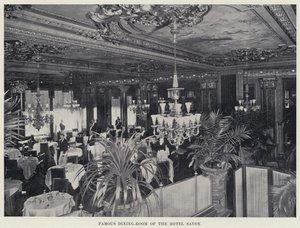 Słynna Jadalnia Hotelu Savoy (zdjęcie czarno-białe) autorstwa American Photographer