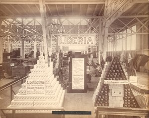 Wystawa mydła i kawy w Liberii, Hala Rolnicza, Wystawa Stulecia w Filadelfii, 1876 (druk albumowy) autorstwa American Photographer