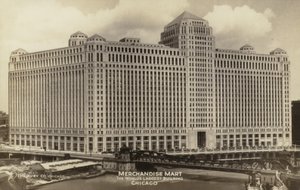 Merchandise Mart, największy budynek na świecie, Chicago, Illinois, USA (zdjęcie czarno-białe) autorstwa American Photographer