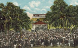 Miami, Floryda, ok. 1925 r: Klasa biblijna Williama J. Bryana w Royal Palm Park (zdjęcie kolorowe) autorstwa American Photographer