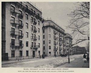 Modelowe kamienice, West Sixty-Ninth Street (zdjęcie czarno-białe) autorstwa American Photographer