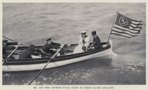 Pan i pani George Gould jadą na jacht Atalanta (zdjęcie czarno-białe) autorstwa American Photographer
