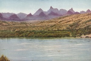 Góry Igieł i rzeka Kolorado, Kalifornia (kolorowe zdjęcie) autorstwa American Photographer