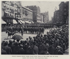 Parada Policyjna, która odbywa się co roku pierwszego dnia czerwca (zdjęcie czarno-białe) autorstwa American Photographer
