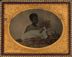 Portret dziewczynki i dziecka pośmiertnie, ok. 1860 (zdjęcie) autorstwa American Photographer