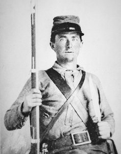 Szeregowy John LeRoy Williams, żołnierz Armii Konfederacji (zdjęcie czarno-białe) autorstwa American Photographer