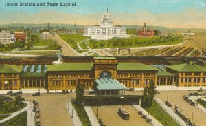 Providence, Rhode Island: Union Station i Kapitol (zdjęcie kolorowe) autorstwa American Photographer