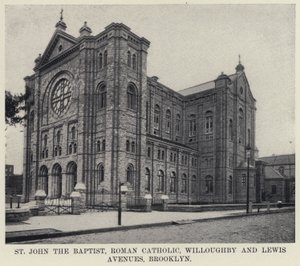 St John the Baptist, rzymskokatolickie Willoughby and Lewis Avenues, Brooklyn (zdjęcie czarno-białe) autorstwa American Photographer