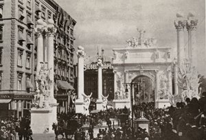 Łuk Deweya przed hotelem Fifth Avenue przy 23rd St., Nowy Jork, świętujący zwycięstwo nad Hiszpanią, 1899 autorstwa American Photographer