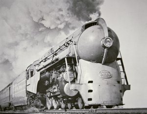 „Empire State Express” nowojorskiego systemu centralnego w 1938 r. (zdjęcie czarno-białe) autorstwa American Photographer