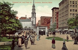 Tremont Street i Park Street Church, Boston, Massachusetts (zdjęcie kolorowe) autorstwa American Photographer