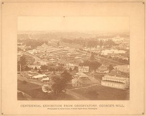 Widok na wystawę stulecia, z Obserwatorium, Georges Hill, Filadelfia, 1876 (odbitka srebrna) autorstwa American Photographer