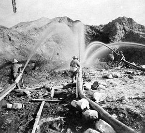 Washing Gold from the Hills, c.1866, z Gems of California Scenery opublikowanej przez Lawrence i Houseworth, 1866 autorstwa American Photographer