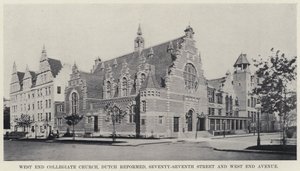 West End Collegiate Church, Dutch Reformed, Seventy-Seventh Street i West End Avenue (zdjęcie czarno-białe)