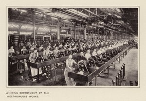 Dział nawijania w zakładach Westinghouse (zdjęcie czarno-białe) autorstwa American Photographer