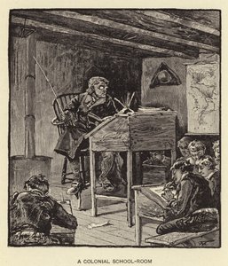 Kolonialny pokój szkolny (litografia) autorstwa American School