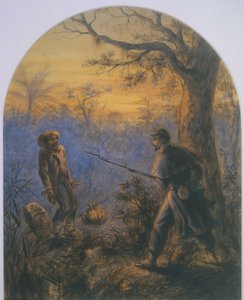 Uciekający niewolnik (akwarela na papierze) autorstwa American School