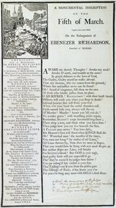 Monumentalna inskrypcja 5 marca 1772 r. (druk) autorstwa American School