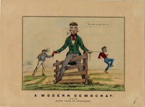 Współczesny Demokrata: motto: wszystko dla wszystkich, podpisany na kamieniu: HAP, opublikowany w Dubuque, Iowa, ok. 1860 autorstwa American School