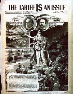 Plakat polityczny promujący kodeks podatkowy McKinleya nad Wilsons