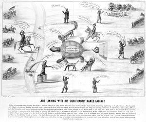 Abe Linking ze swoim Gabinetem Znacząco Nazwanym, opublikowanym przez M.E. Godwina w 1864 r. autorstwa American School
