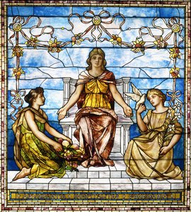 „Obfitość, gościnność, Concordia”, c.1890 (okno ze szkła ołowiowego) autorstwa American School