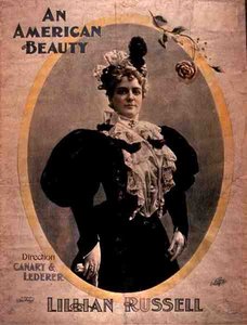 Reklama filmu „An American Beauty” z udziałem Lillian Russell i reżyserii Canary i Lederer (kolor lito) autorstwa American School