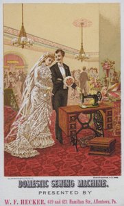 Reklama domowych maszyn do szycia (chromolitho) autorstwa American School