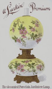 Reklama porcelanowych lamp żardinierowych Larkin Premium (chromolitho) autorstwa American School