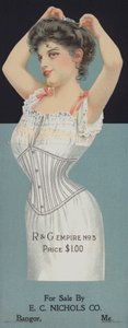 Reklama gorsetów damskich R&G (chromolitho) autorstwa American School