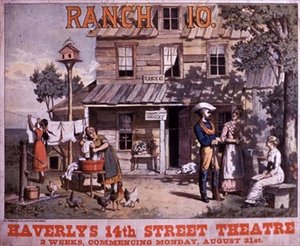 Reklama „Ranczo 10”, w teatrze 14th Street w Haverly (kolor lito) autorstwa American School
