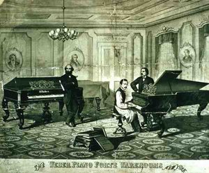 Reklama "Forte Piano Webera", Nowy Jork (litho) autorstwa American School